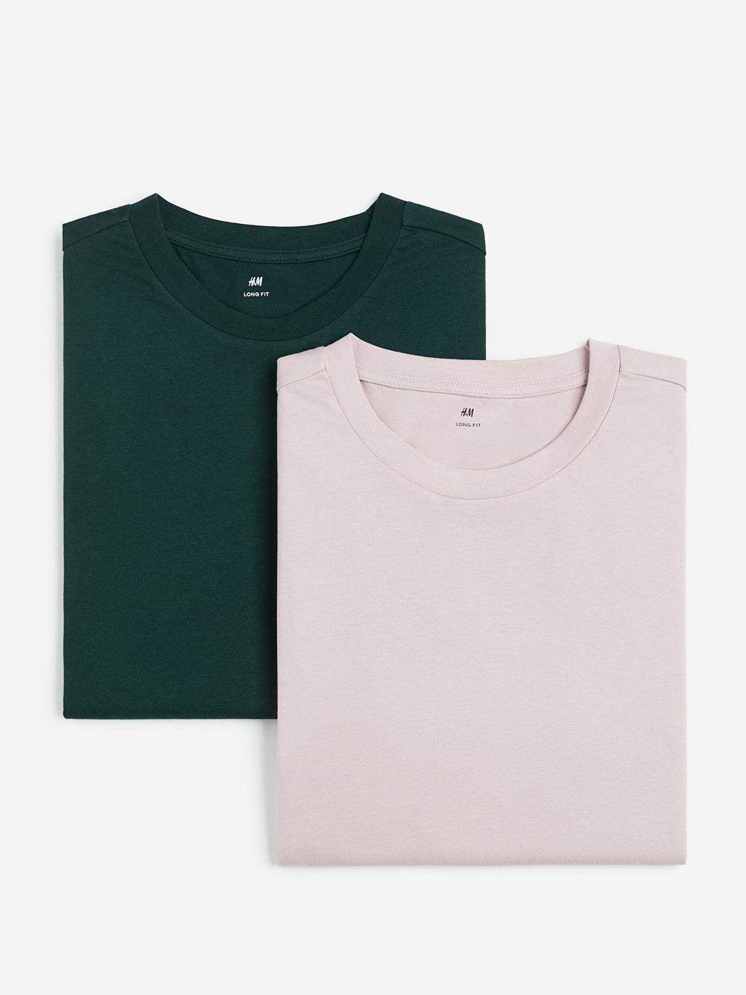 h&m pure cotton 2-pack long fit t-shirts