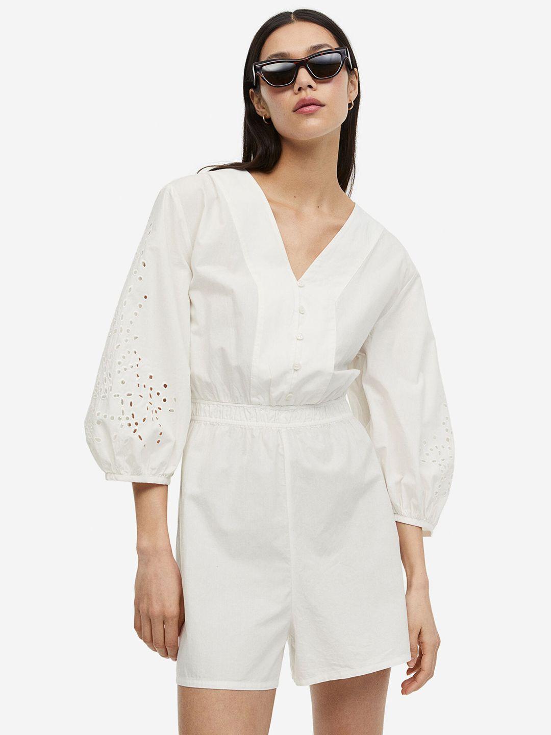 h&m pure cotton broderie anglaise playsuit