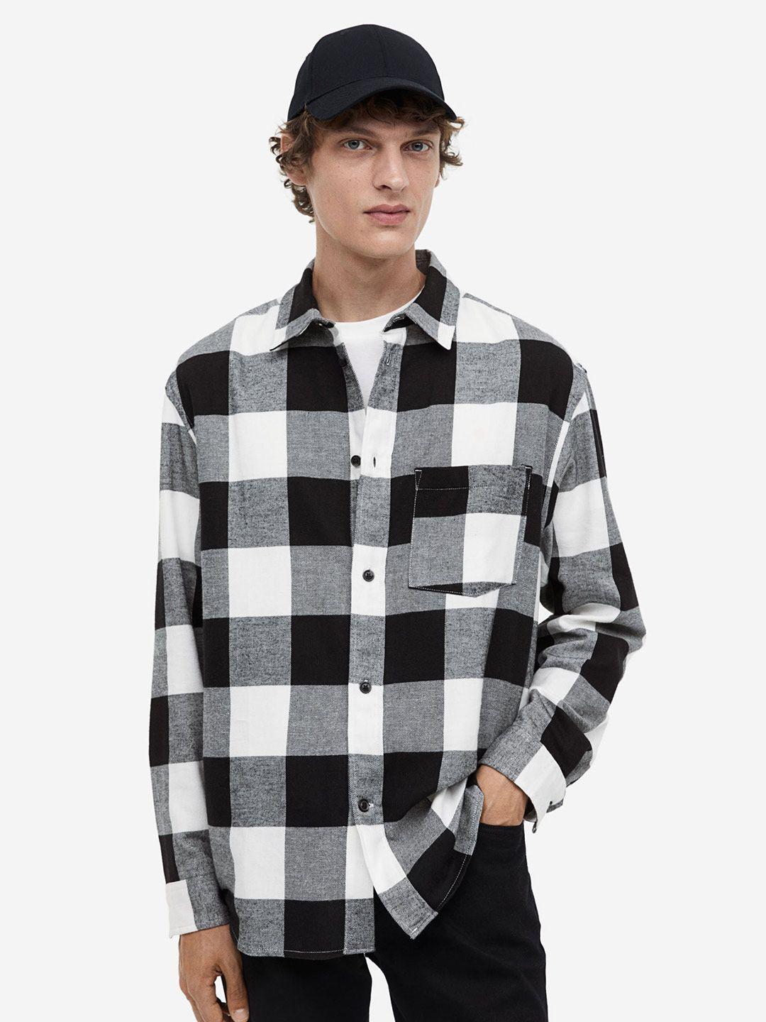 h&m pure cotton relaxed fit flannel shirt