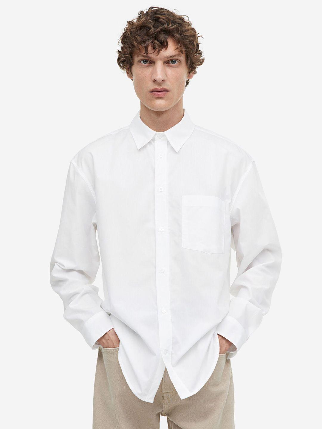 h&m pure cotton relaxed-fit poplin shirt