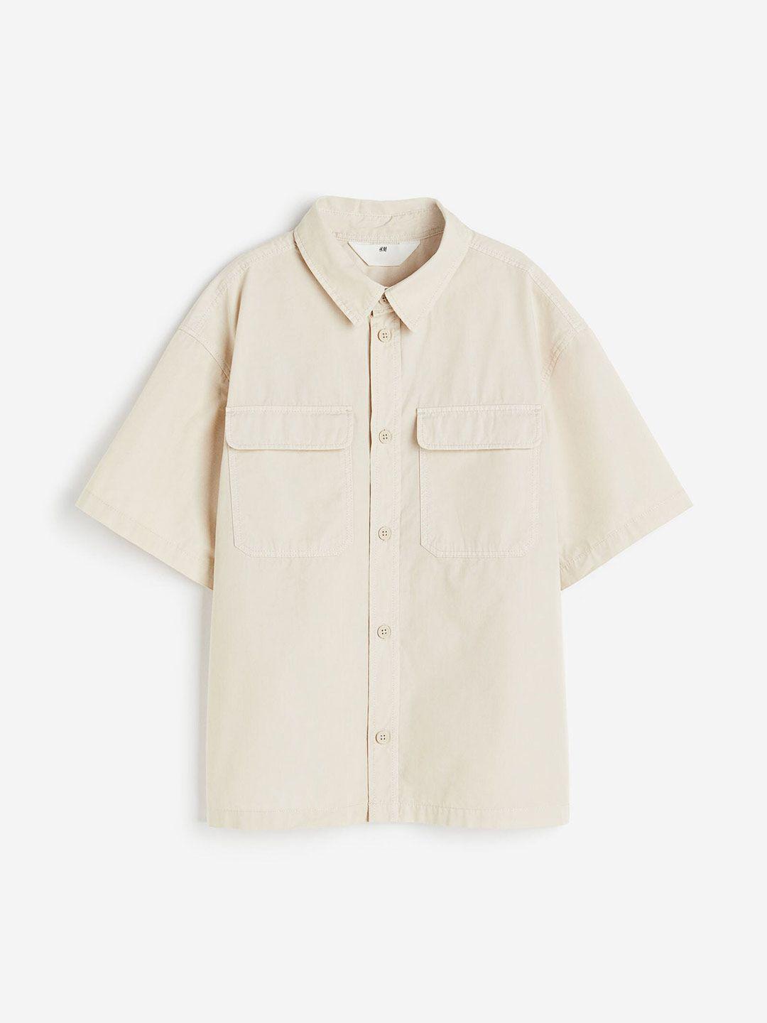 h&m pure cotton short-sleeved shirt