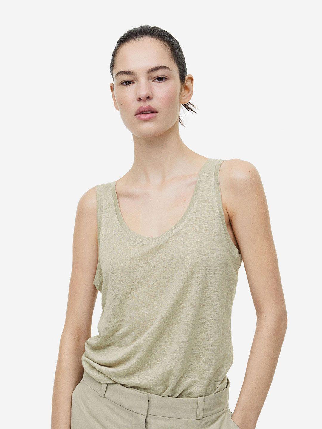 h&m pure linen vest top