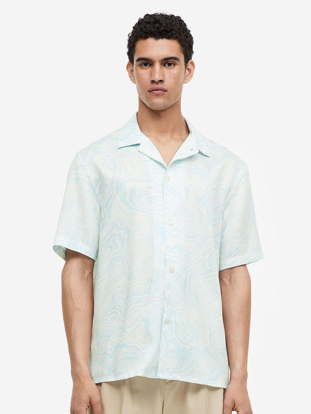 h&m regular fit short-sleeved lyocell shirt