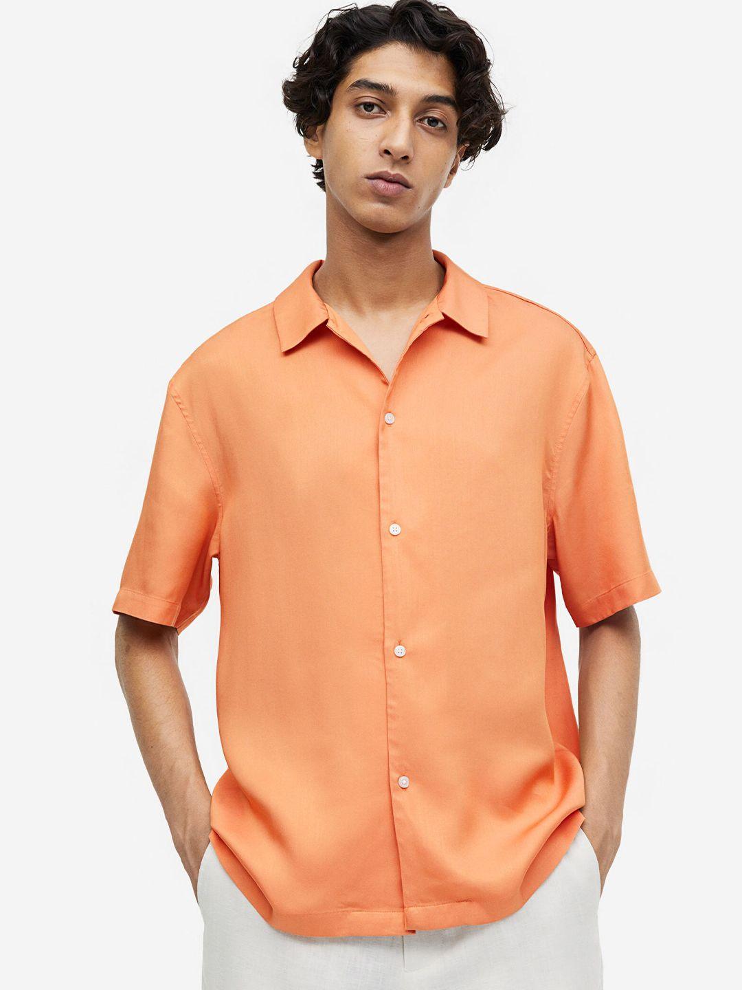 h&m regular fit short-sleeved lyocell shirt