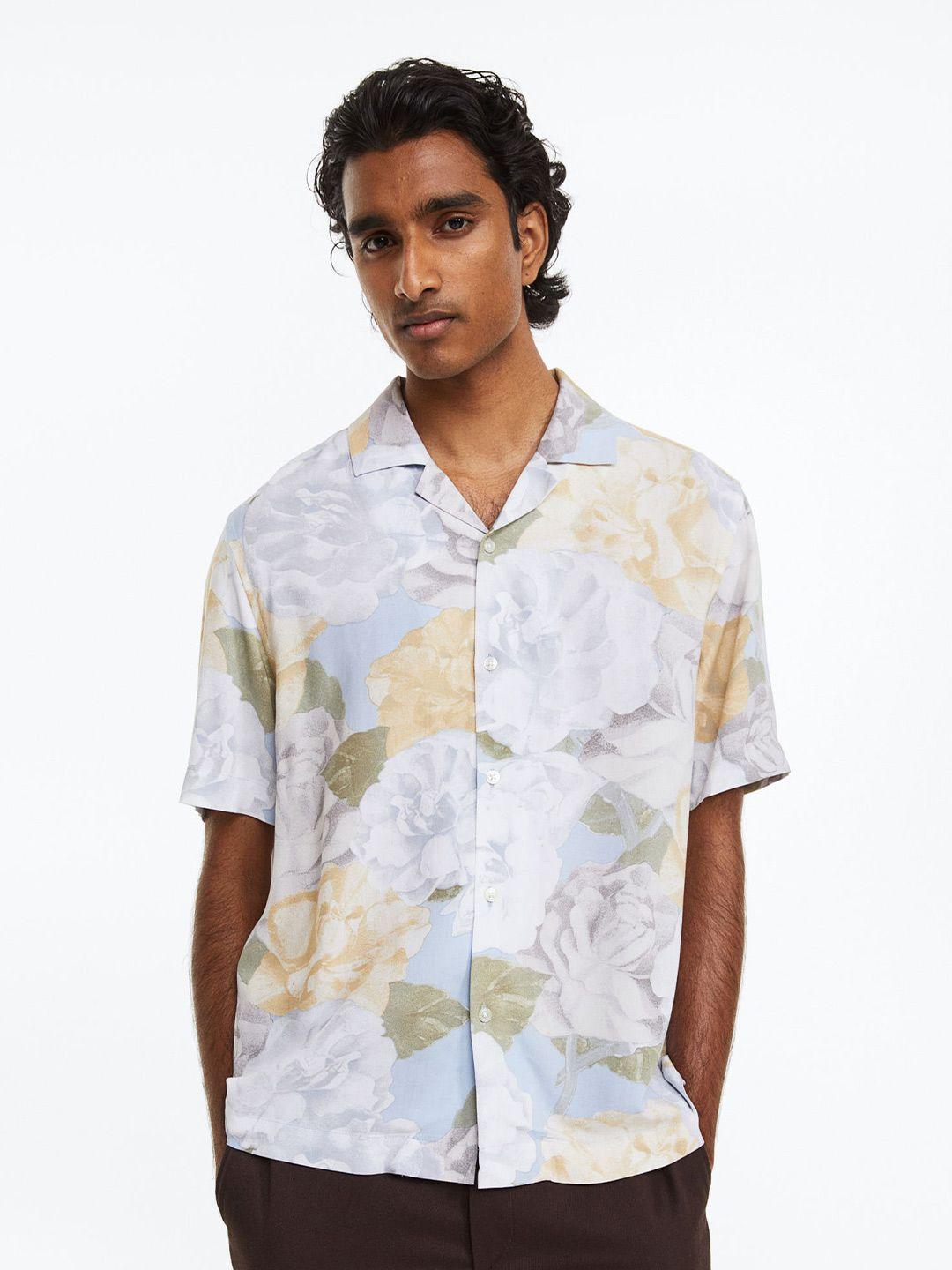 h&m relaxed fit patterned resort shirt