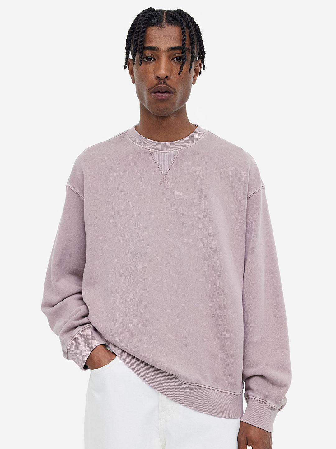 h&m relaxed fit washed-look cotton sweatshirt