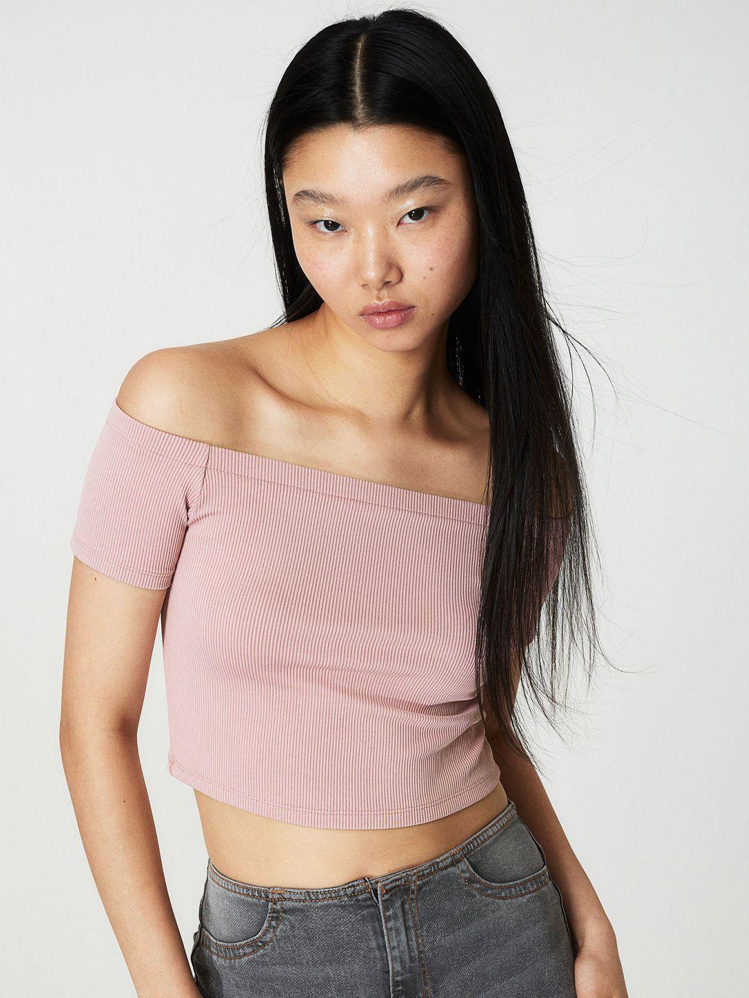 h&m ribbed off-the-shoulder top