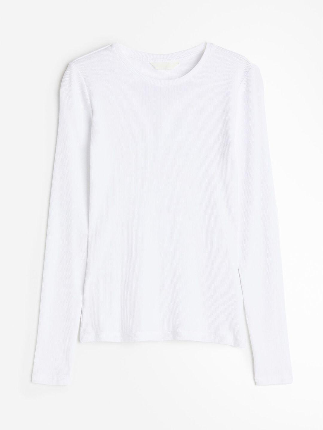 h&m ribbed round neck cotton top