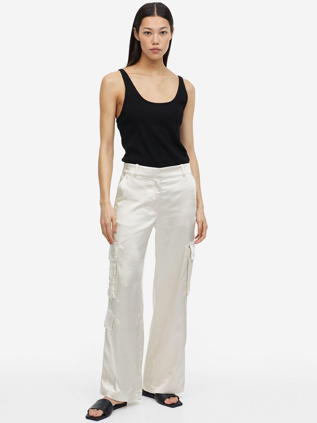 h&m satin cargo trousers