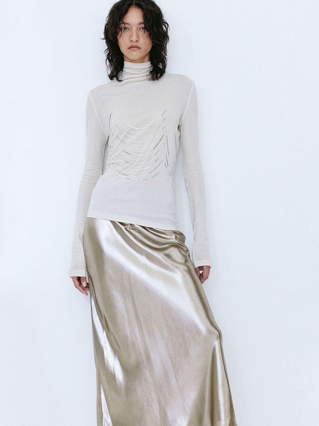 h&m satin maxi skirt