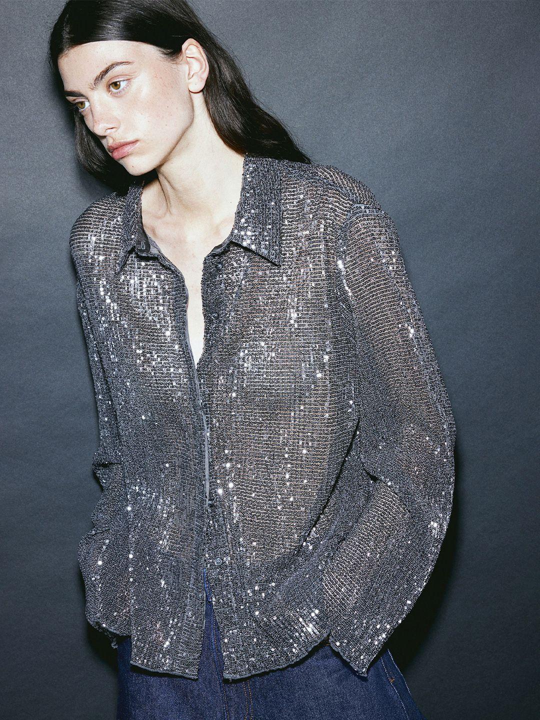 h&m sequined blouse