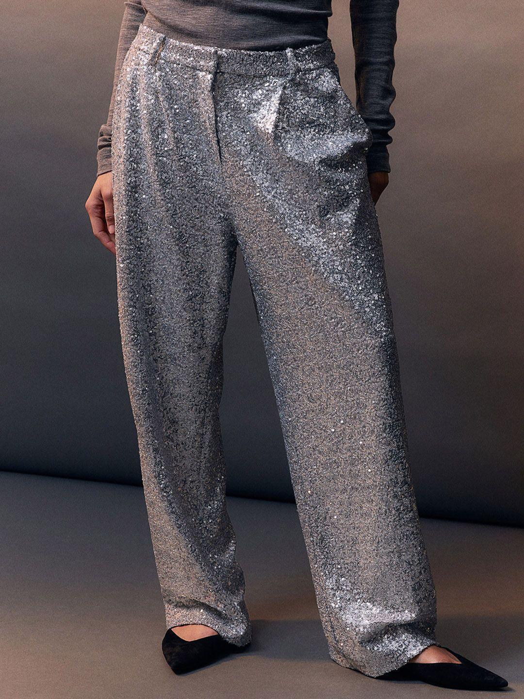 h&m shimmering trousers