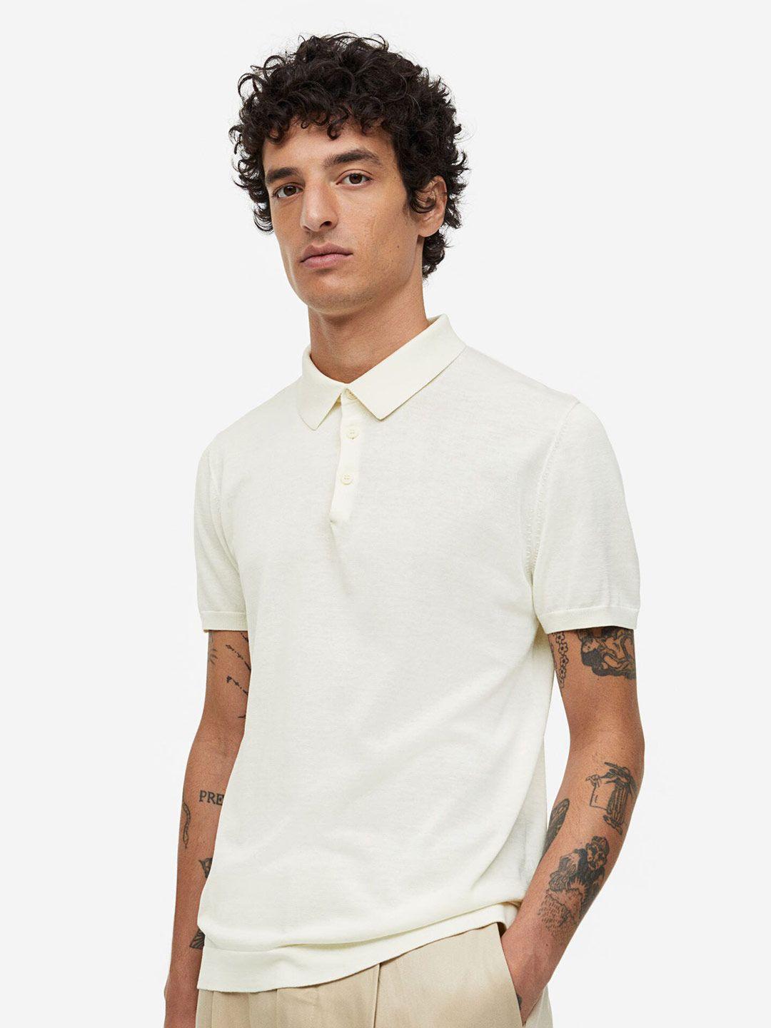 h&m slim fit silk-blend polo shirt