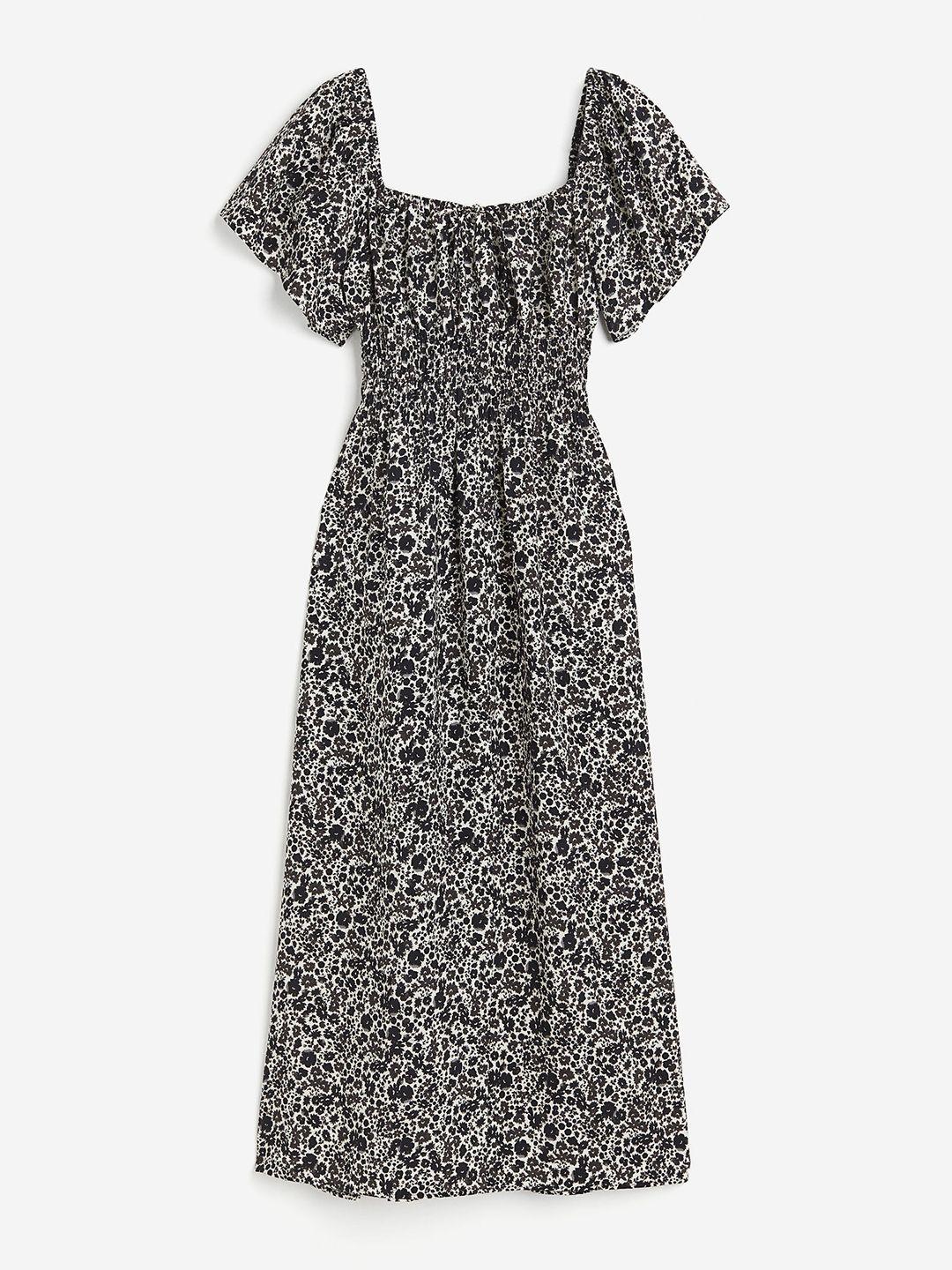 h&m smocked-waist midi dress