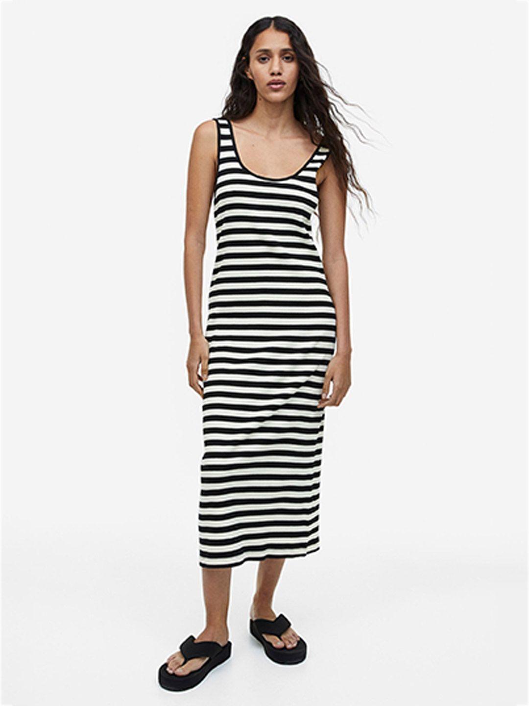 h&m striped ribbed dress