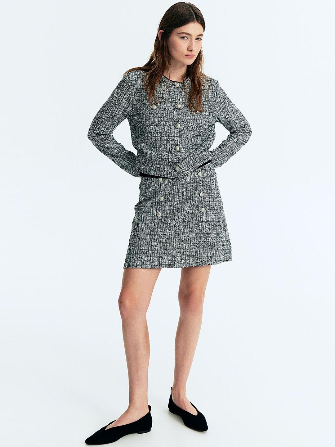 h&m textured button-front skirt