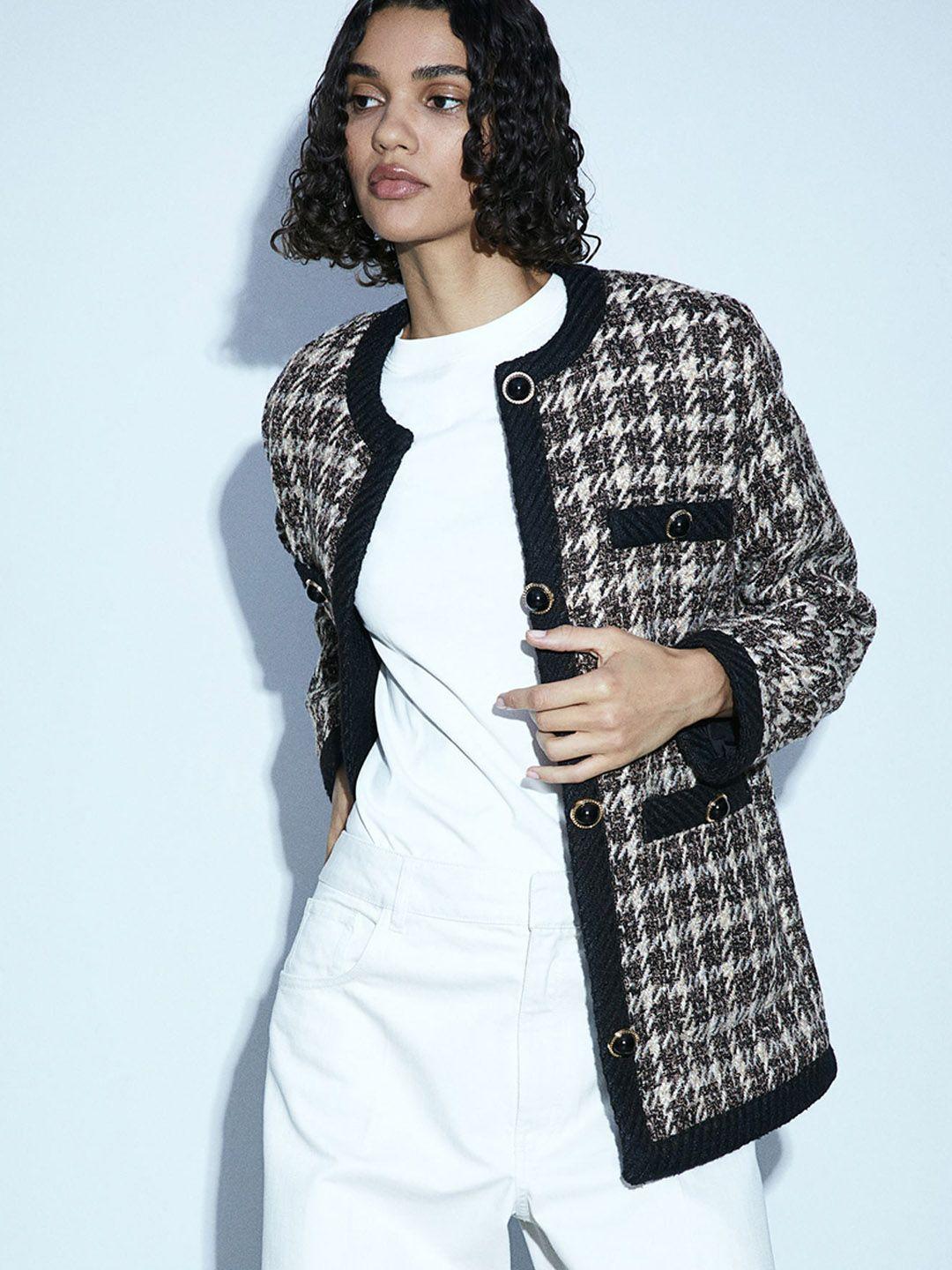 h&m textured-weave jacket