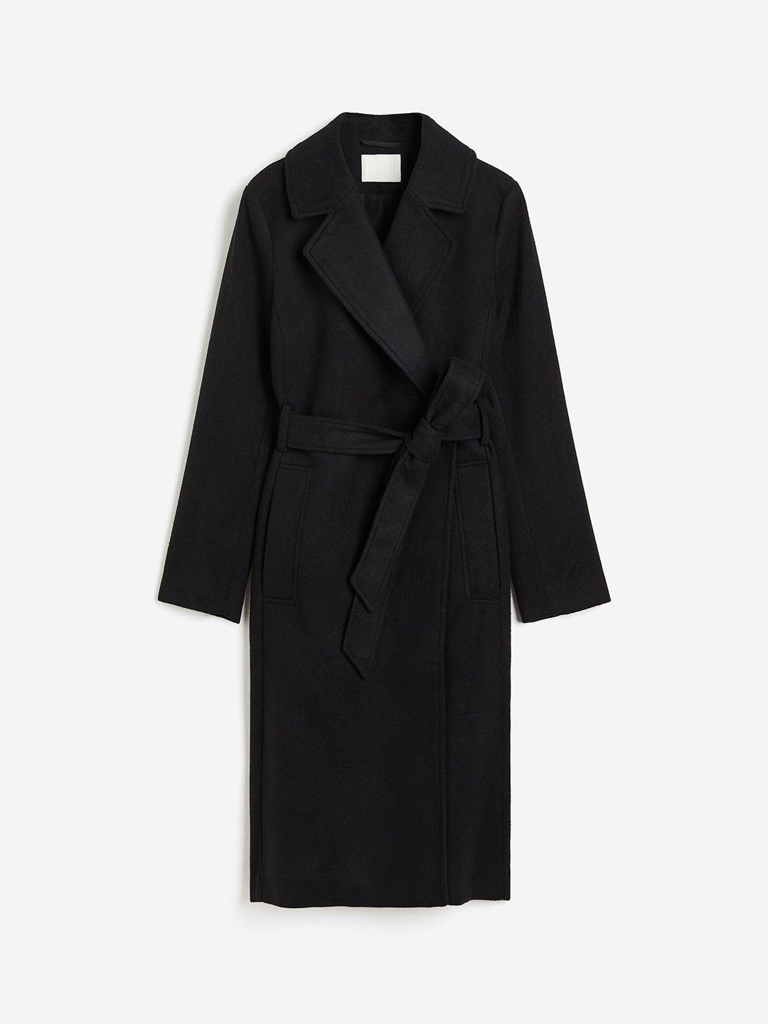 h&m tie belt coat