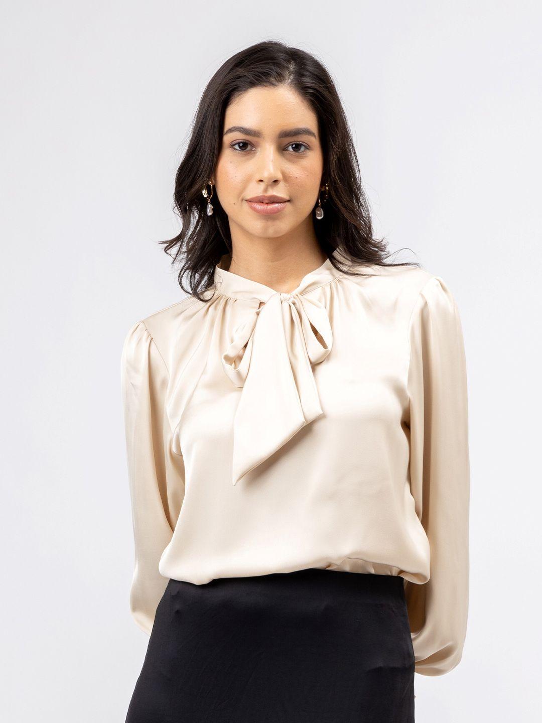 h&m tie collar satin top