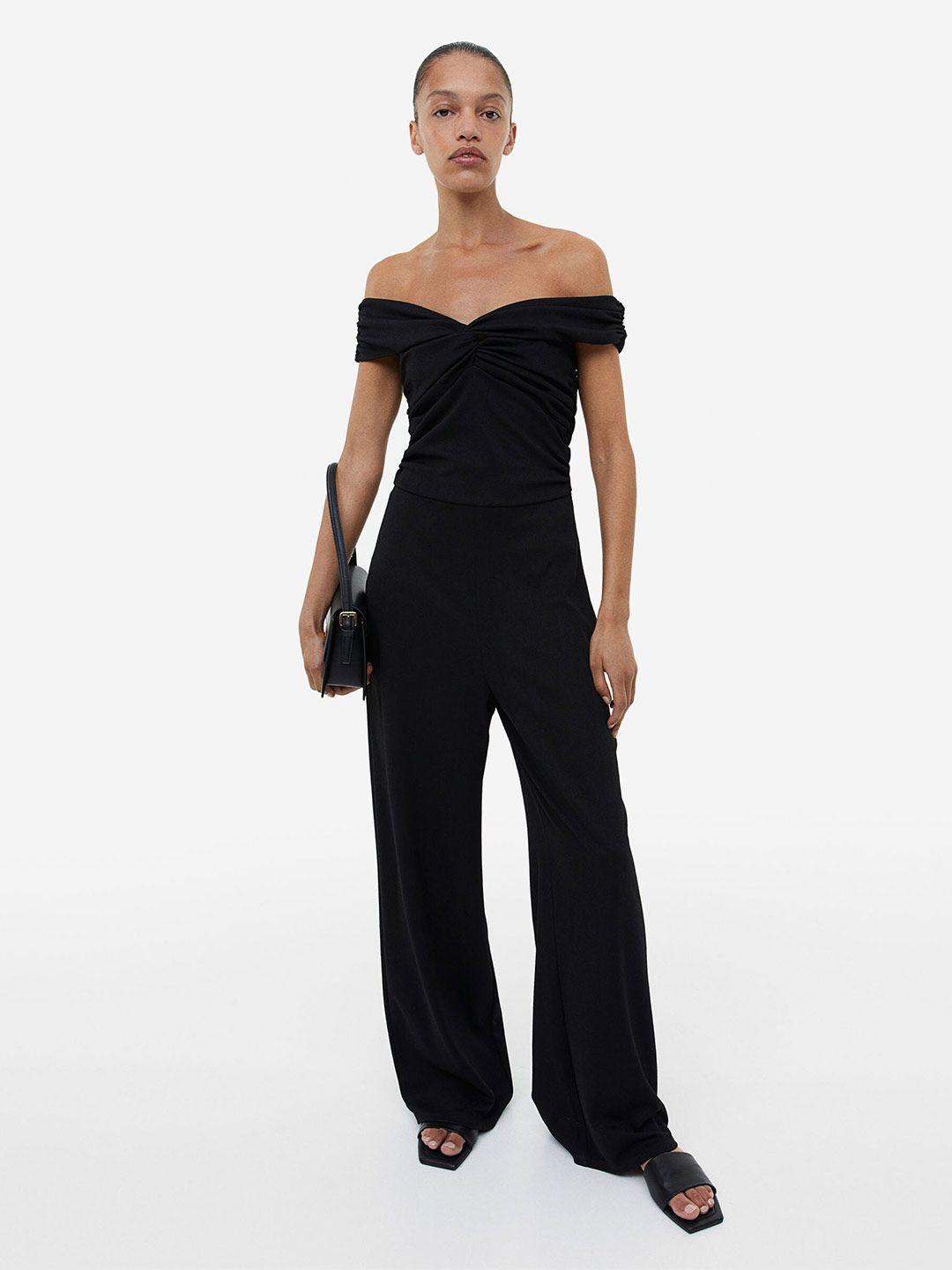 h&m twist-detail off-the-shoulder jumpsuit