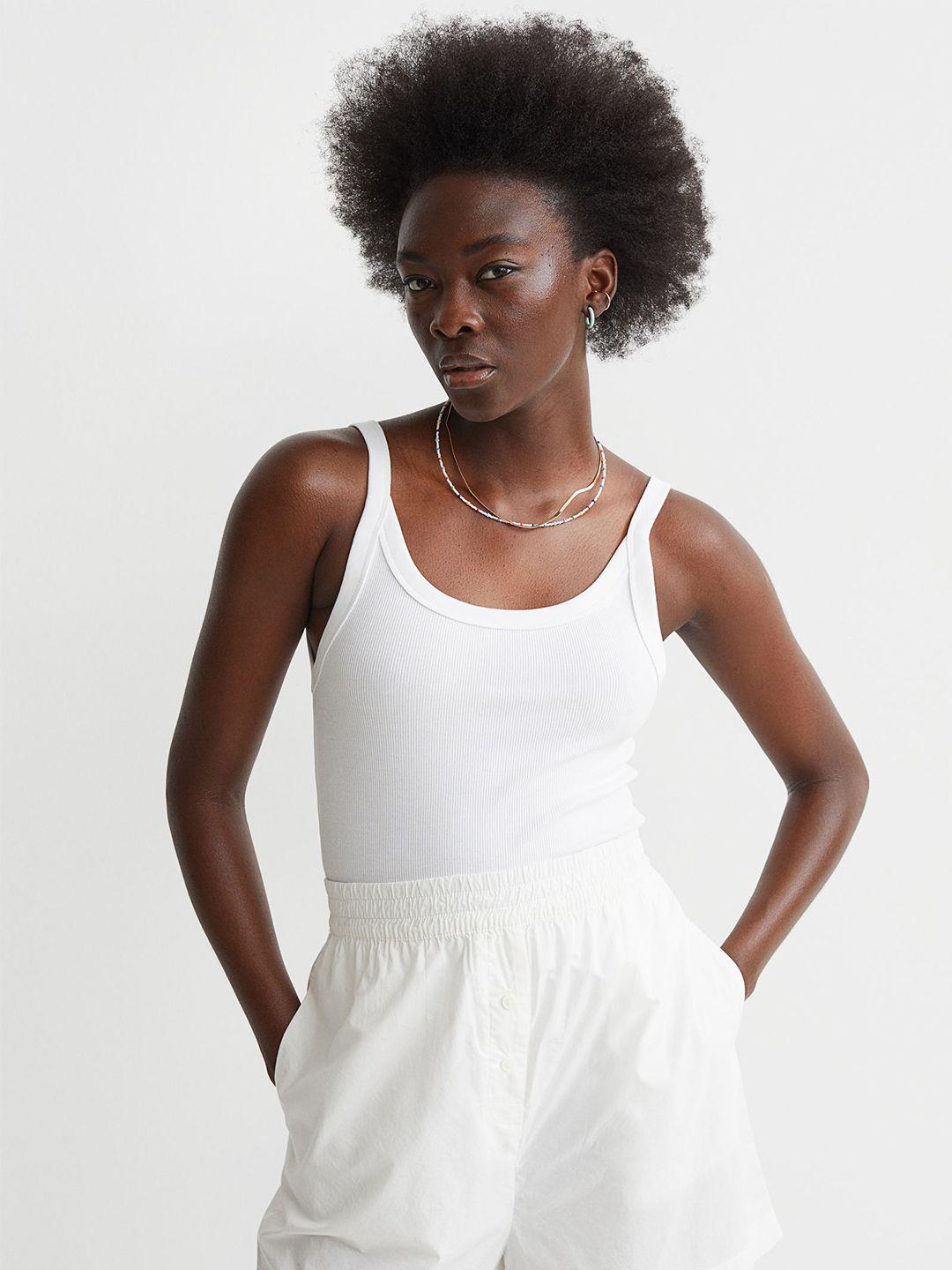 h&m white cotton vest top