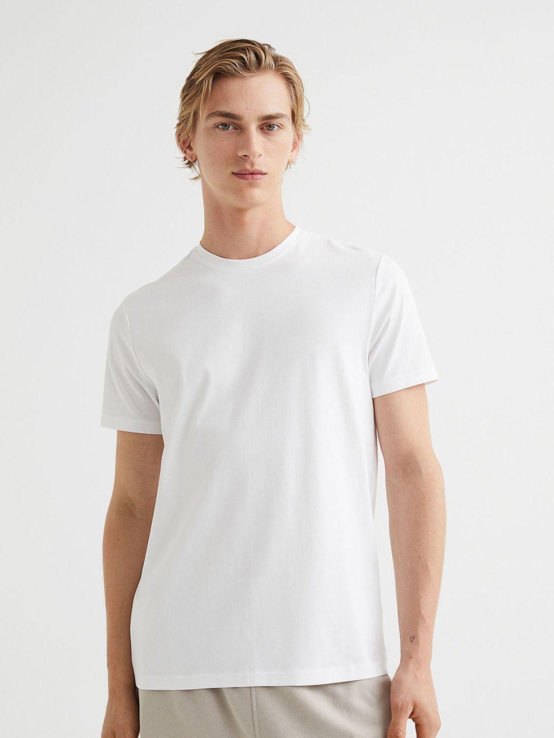 h&m white slim fit pima cotton t-shirt