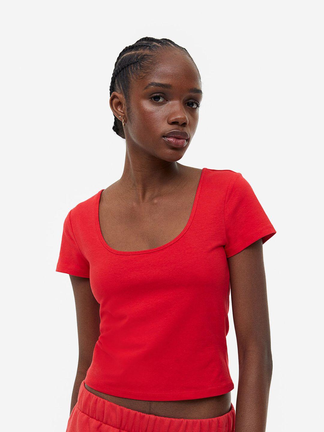 h&m woman cotton jersey top