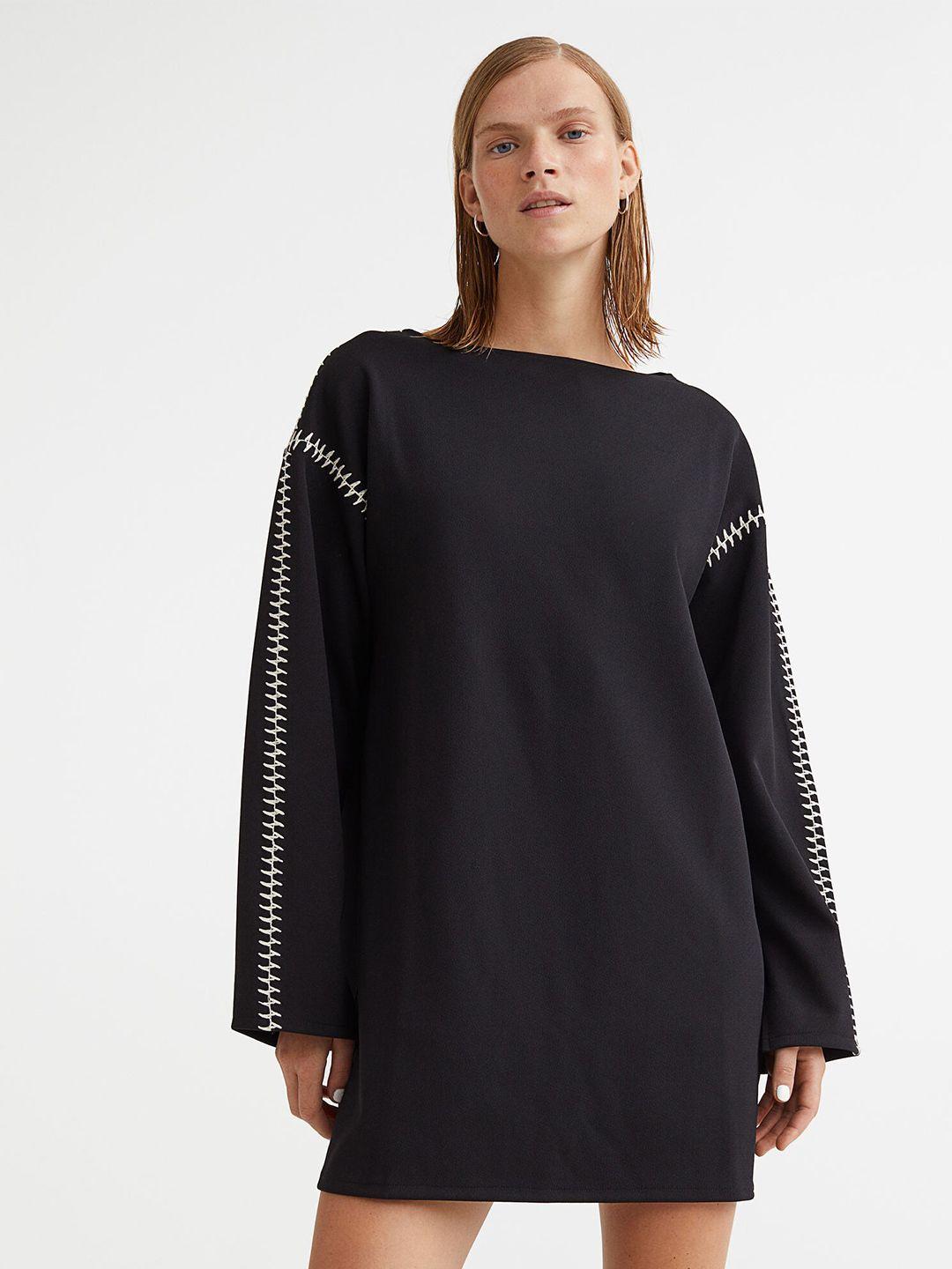 h&m woman embroidered jersey dress