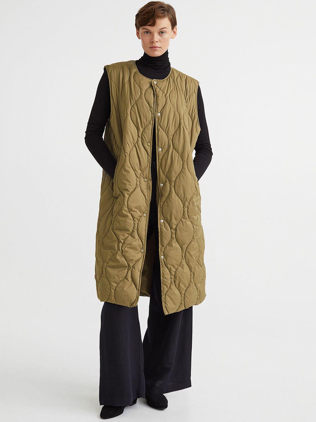 h&m woman green long gilet