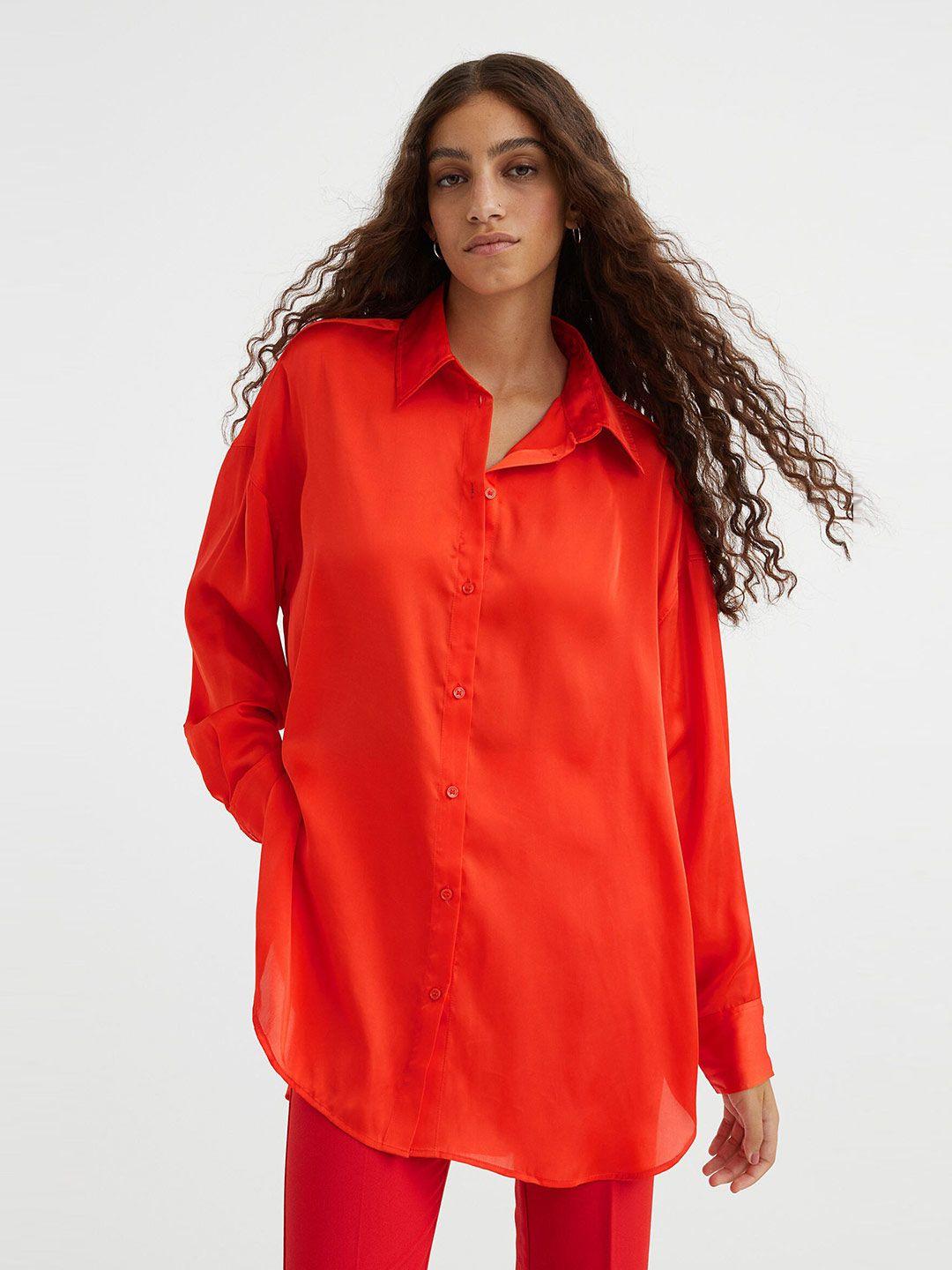 h&m woman orange oversized blouse