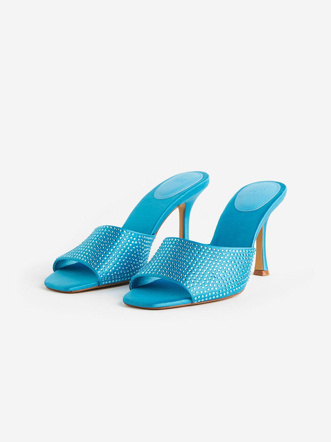 h&m woman rhinestone-embellished mules