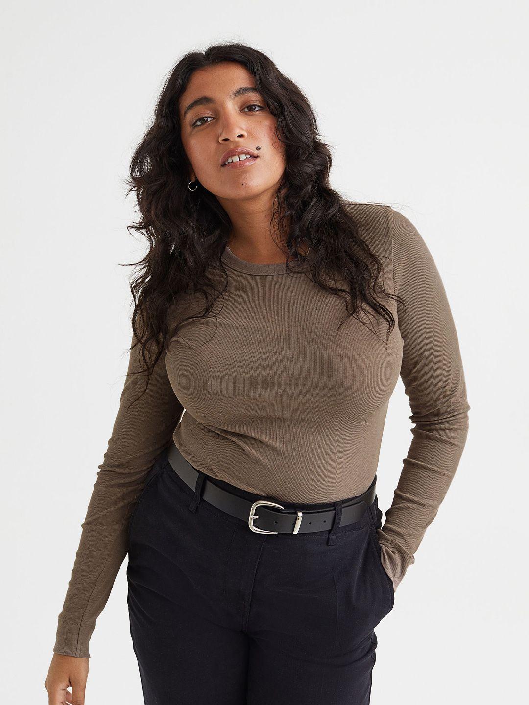 h&m woman ribbed modal-blend top