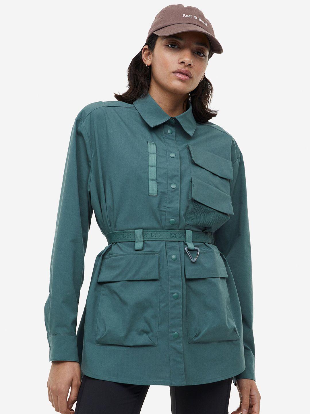 h&m woman water-repellent belted shirt