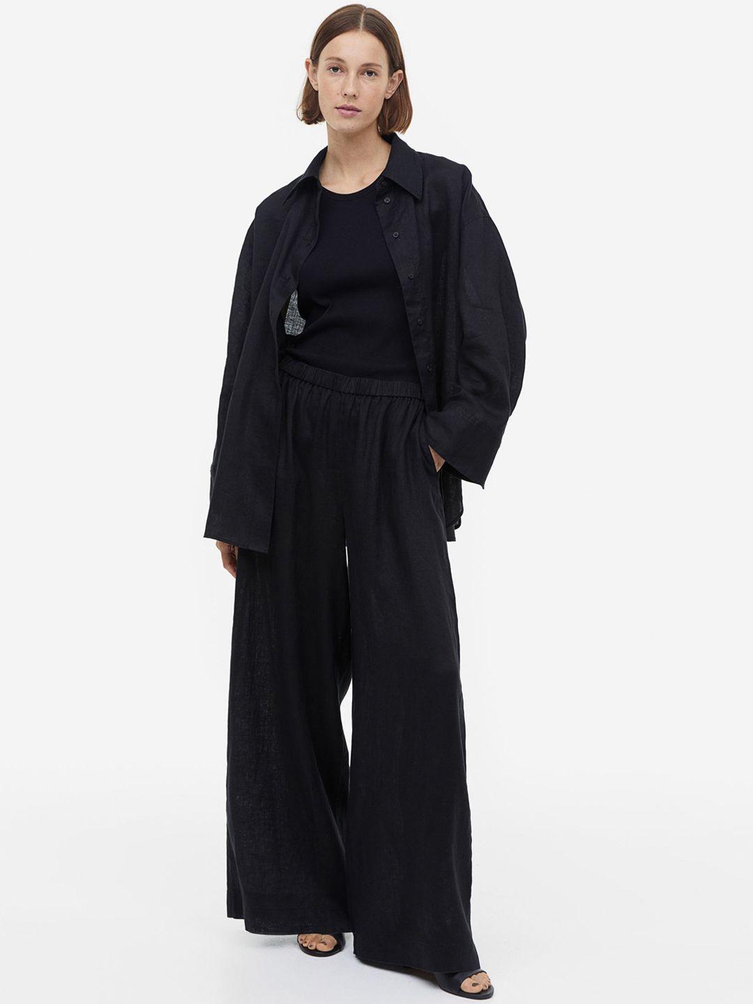 h&m woman wide linen trousers