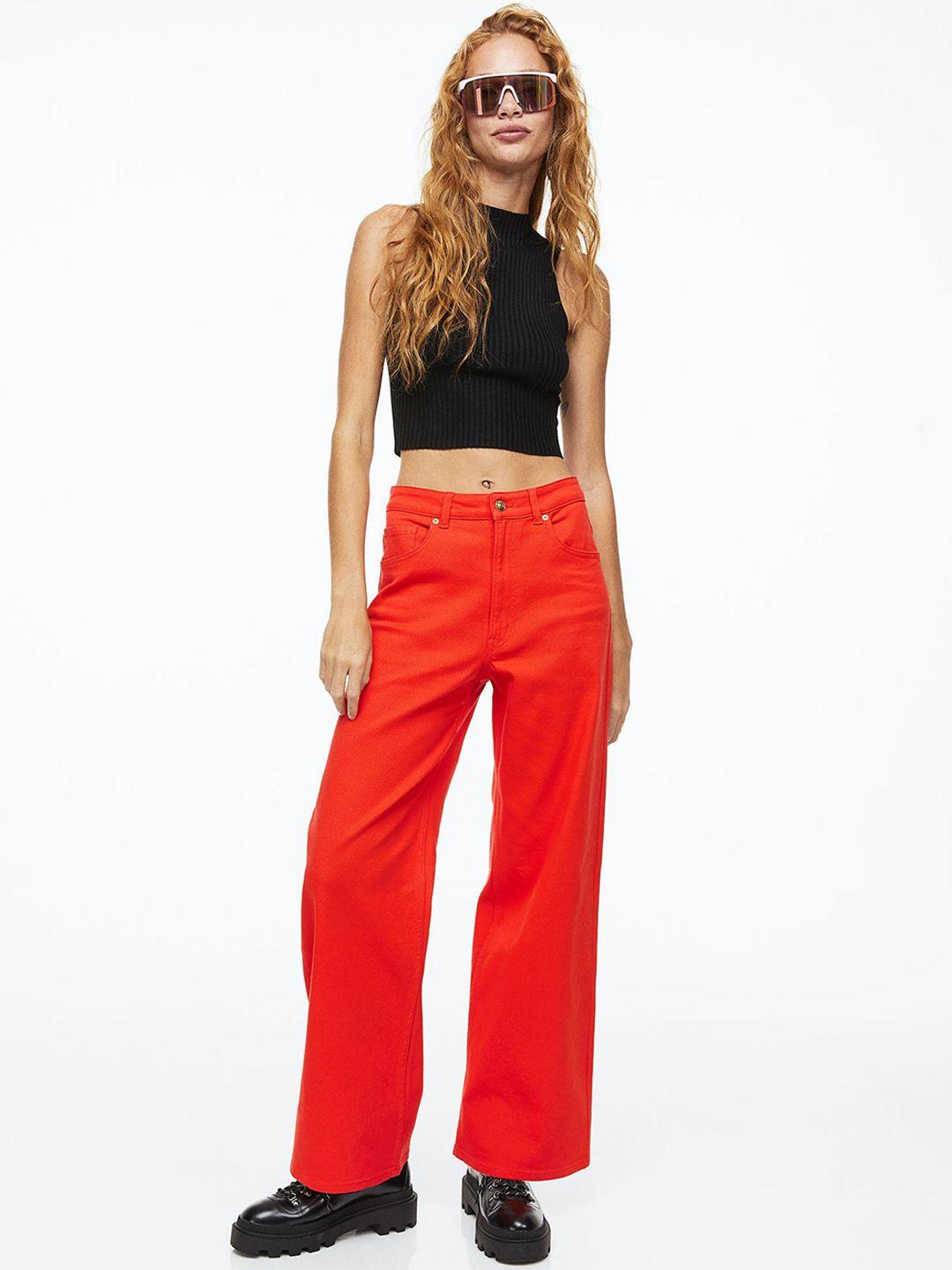 h&m woman wide twill trousers