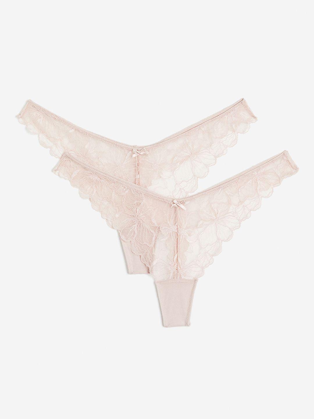 h&m women 2-pack lace thong briefs