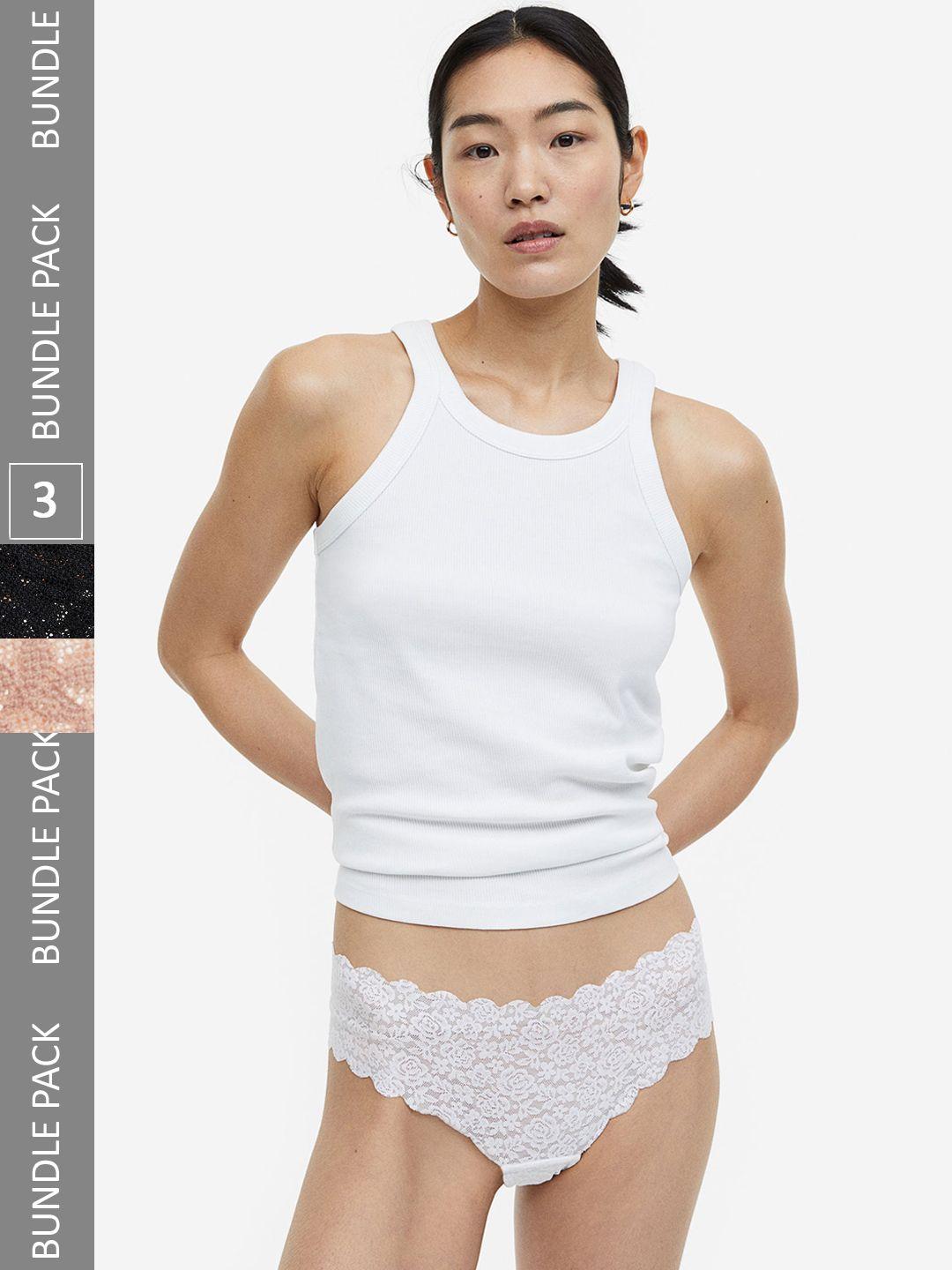 h&m women 3-pack lace hipster briefs