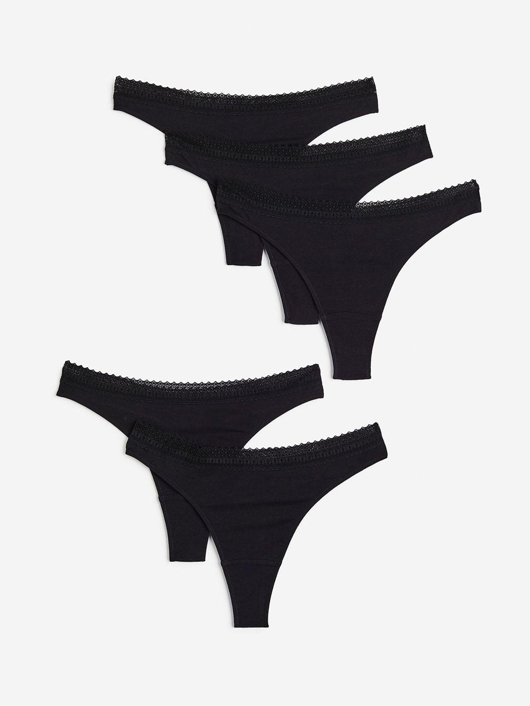 h&m women 5-pack cotton thong briefs