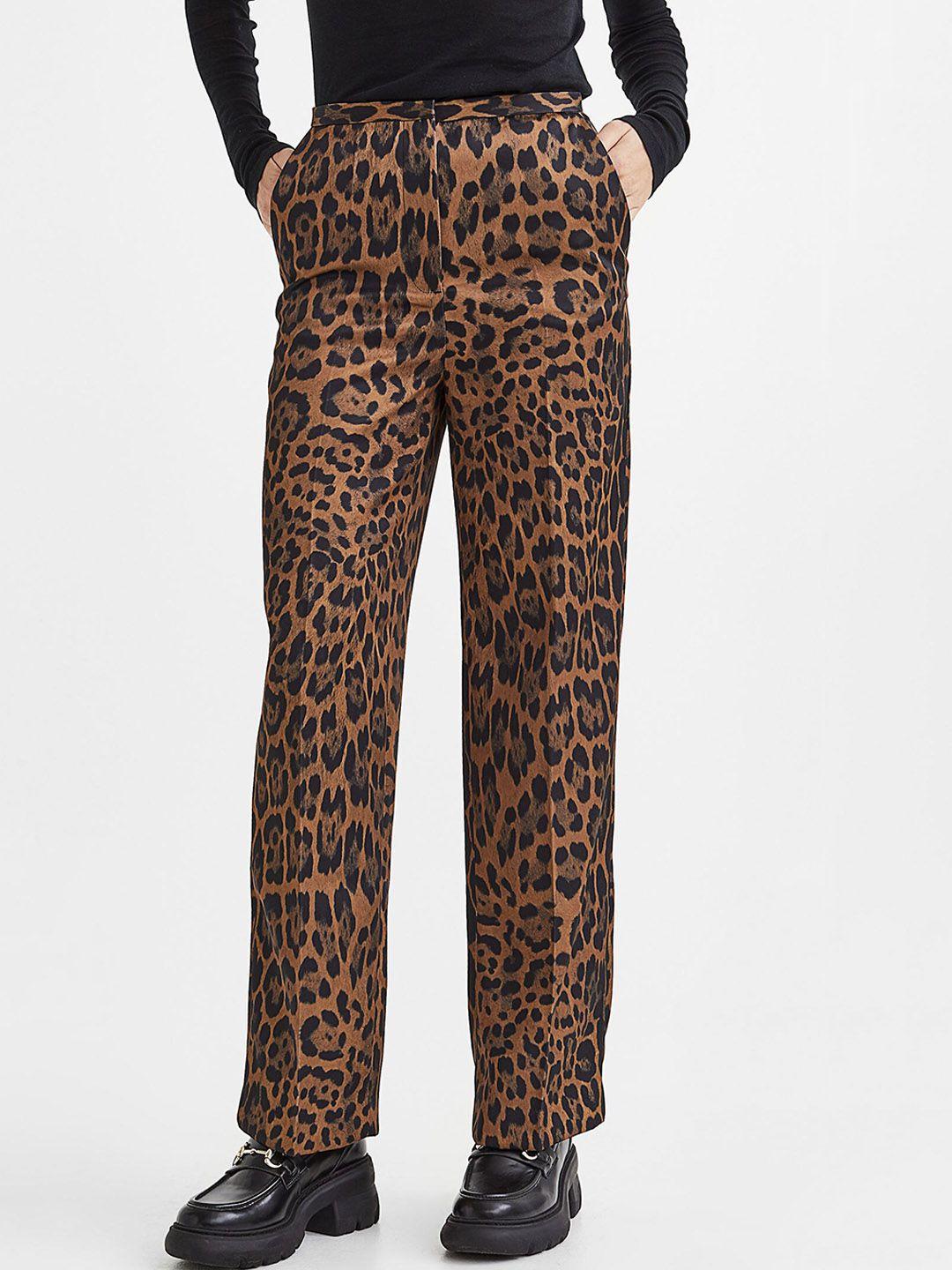 h&m women animal printed high-rise trousers