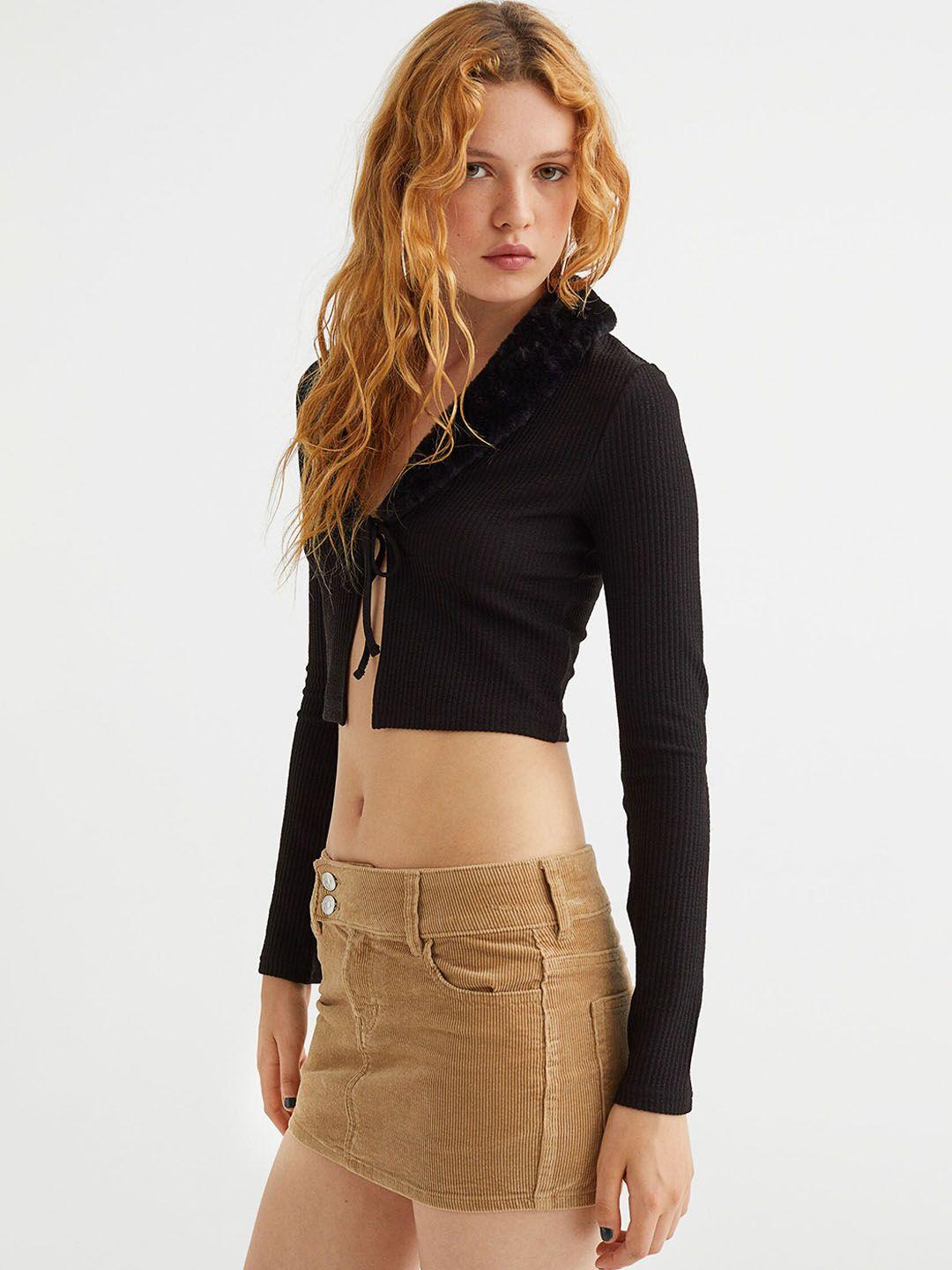 h&m women beige mini skirt