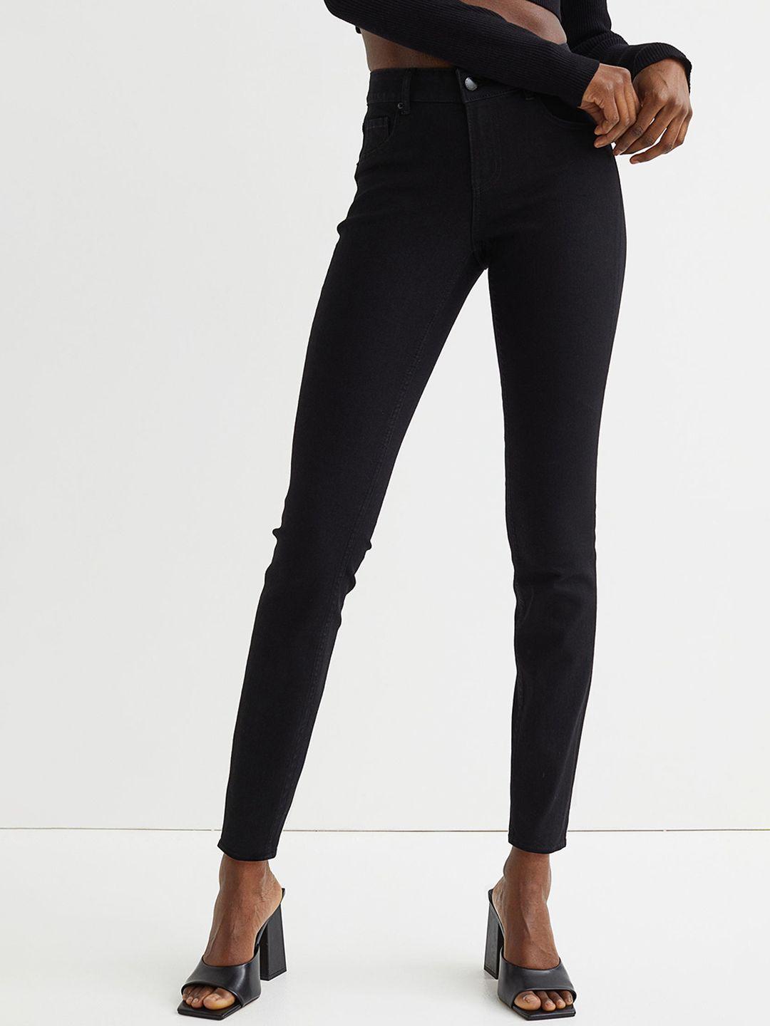 h&m women black curvy low jeggings