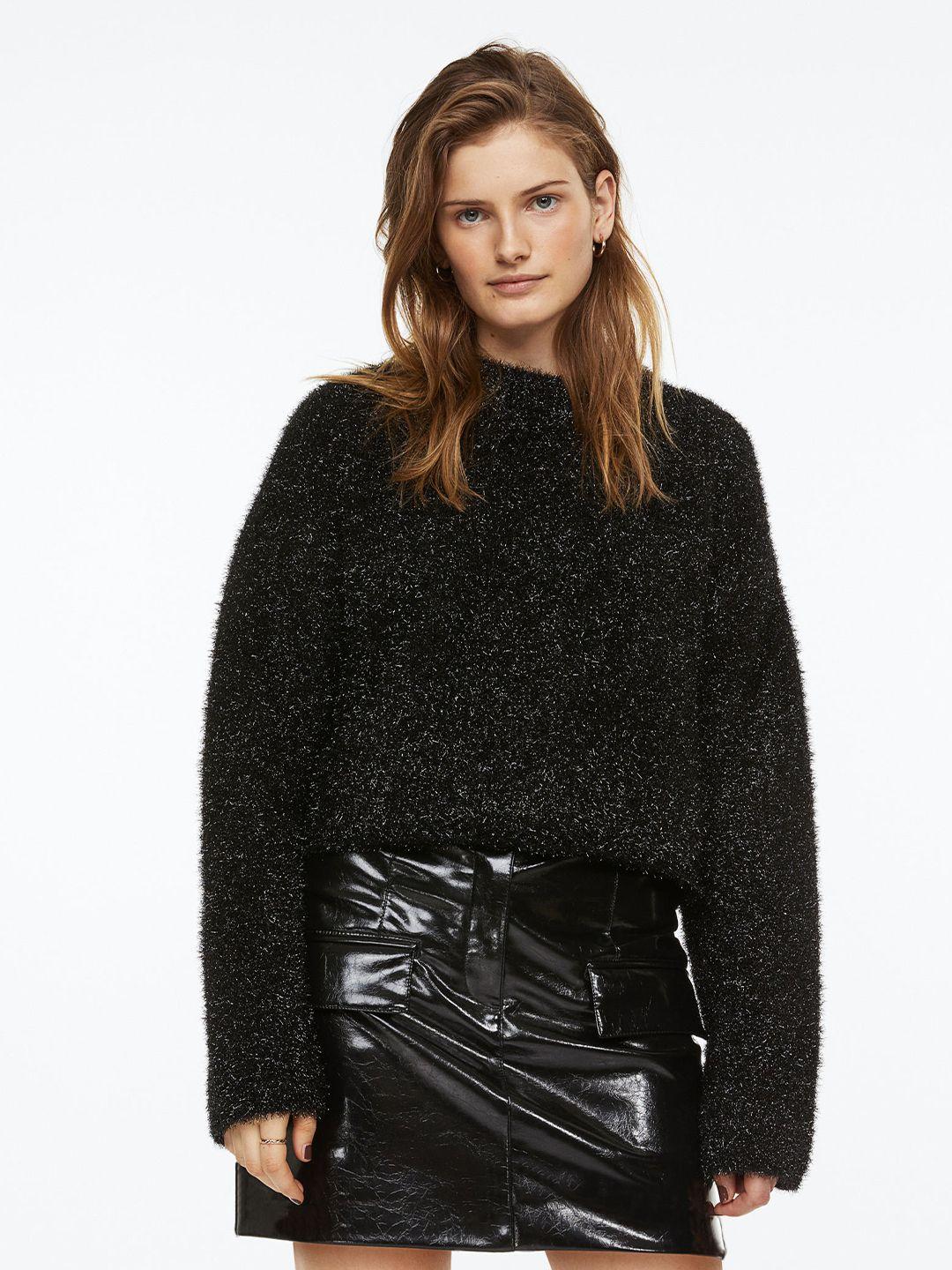 h&m women black glittery jumper