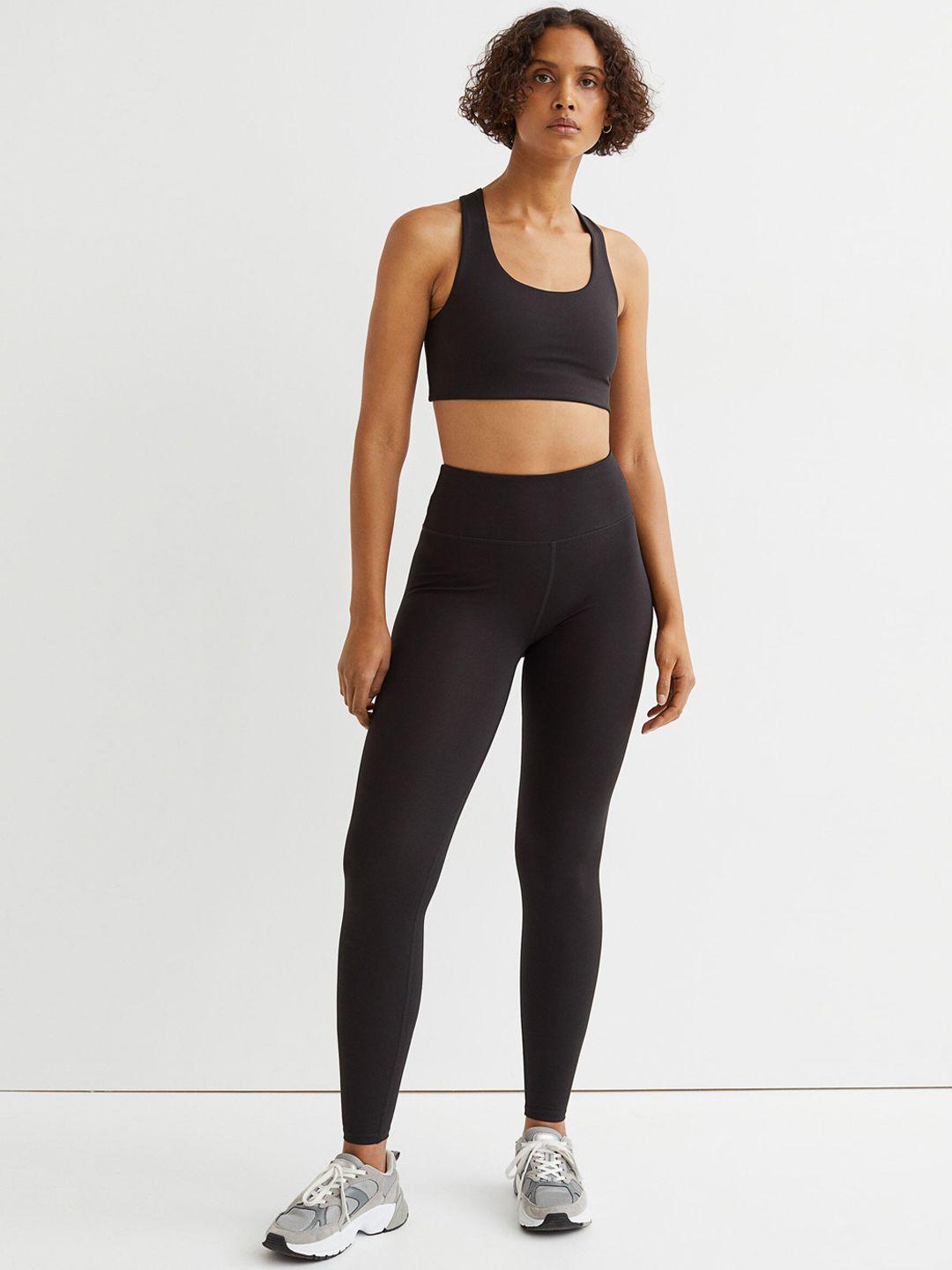 h&m women black high waist sports tights