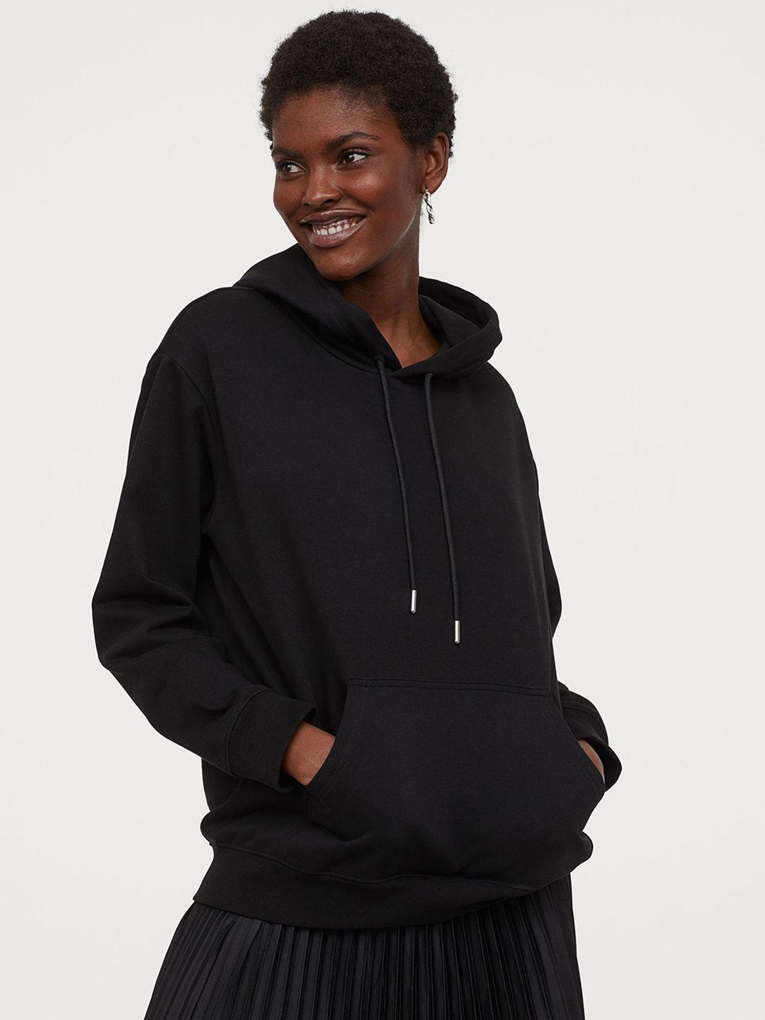 h&m women black hooded top