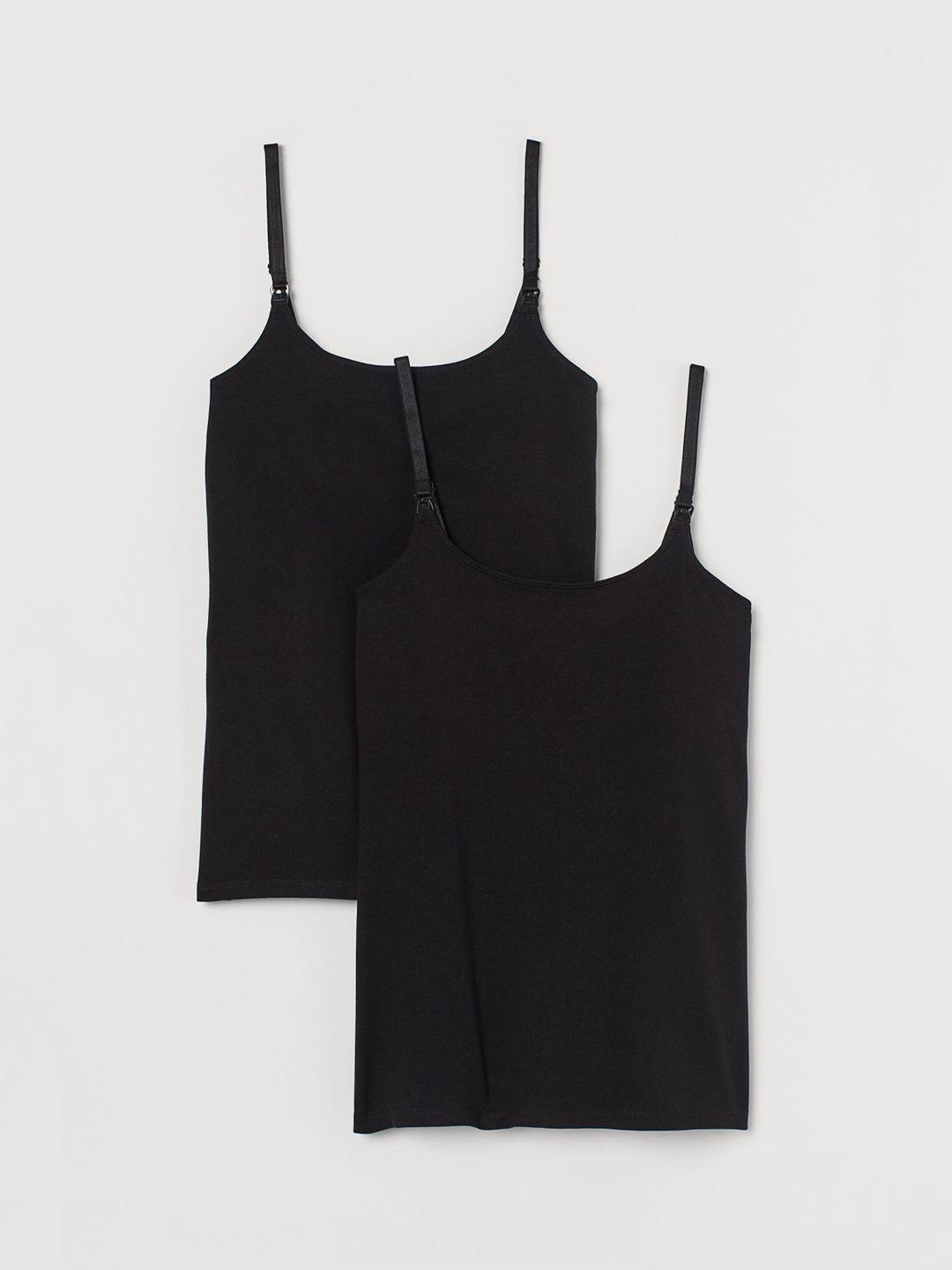 h&m women black mama 2-pack nursing tops