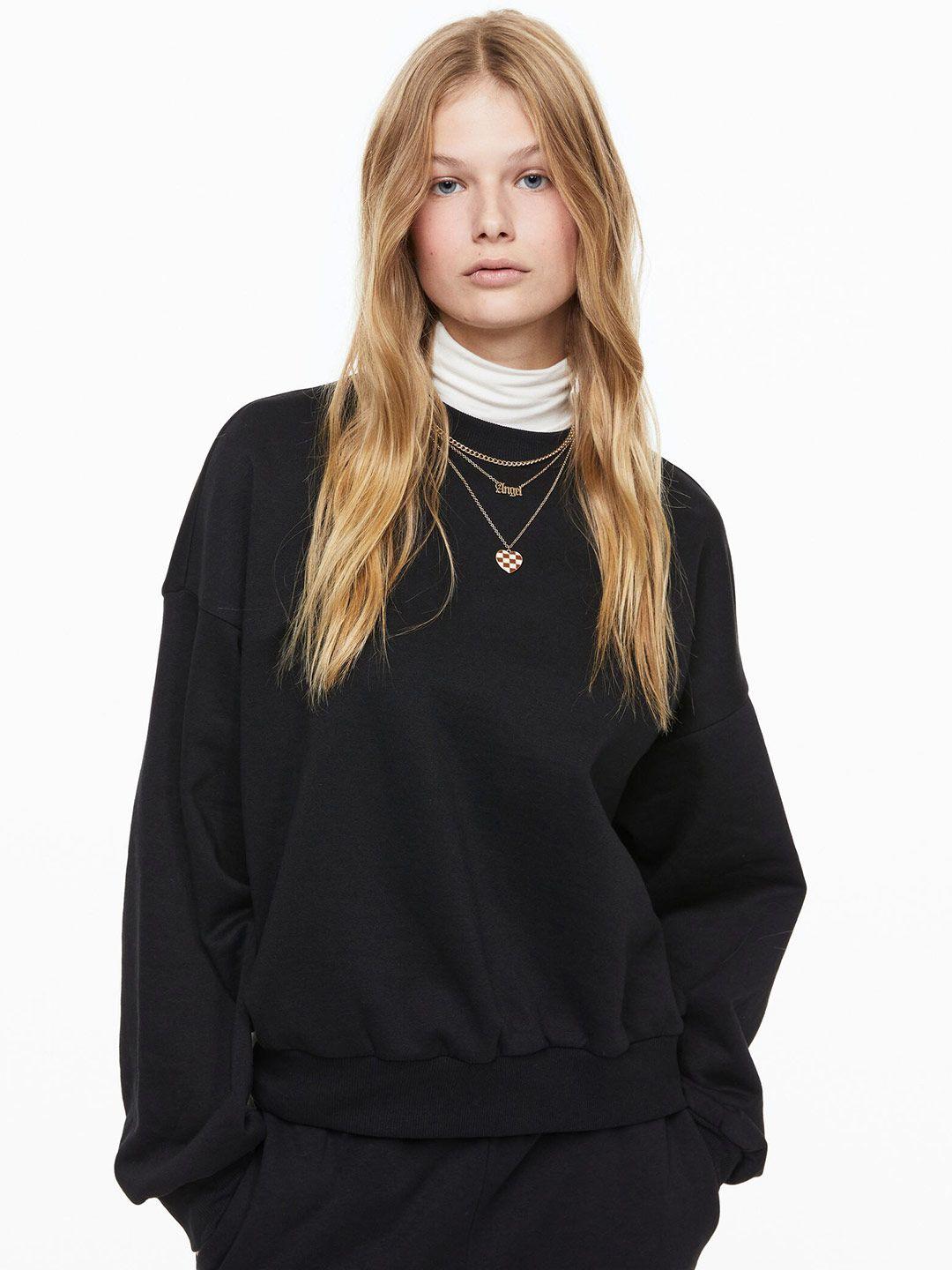h&m women black oversized sweatshirt