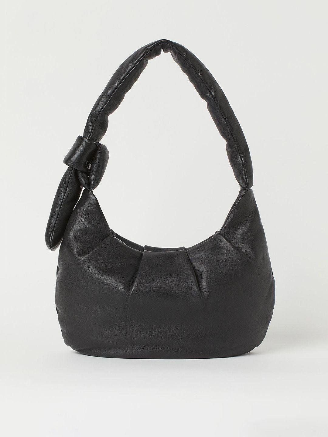 h&m women black soft leather shoulder bag