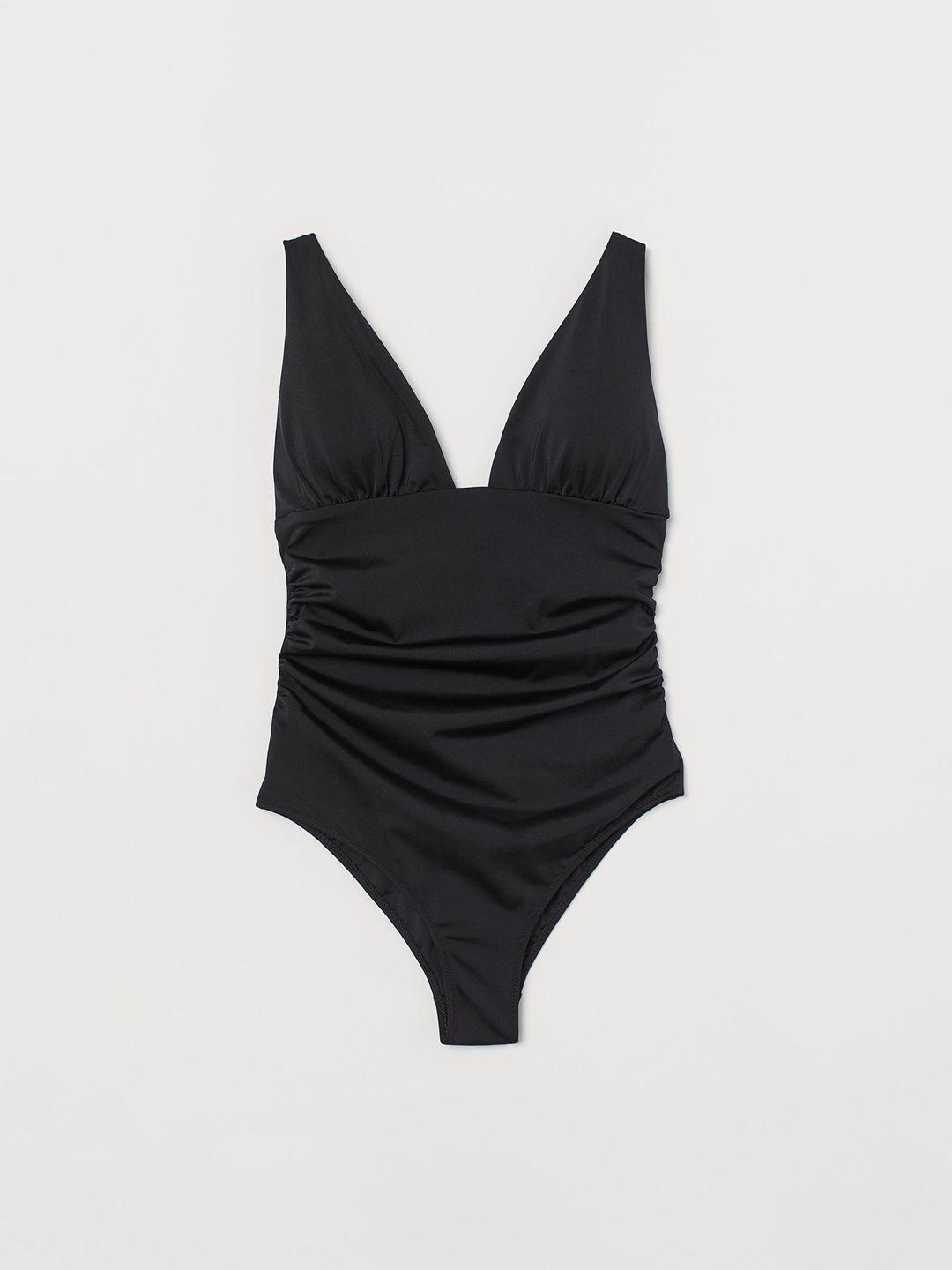 h&m women black solid shaping swimsuit