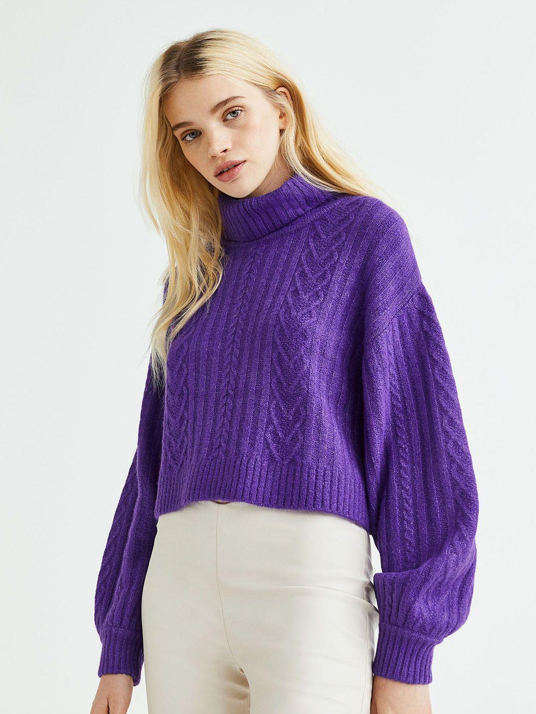 h&m women cable-knit polo-neck jumper