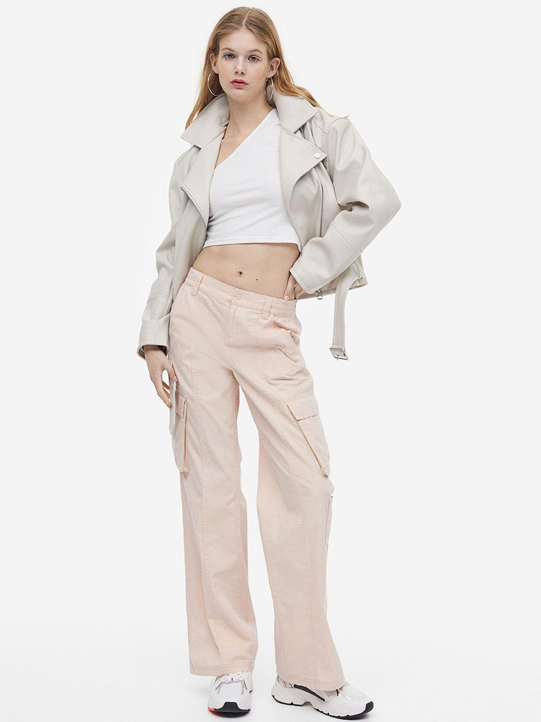 h&m women canvas cargo trousers